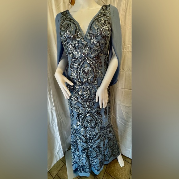 R&M RICHARDS Drape Back Sequin Embellished Gown - Picture 5 of 16